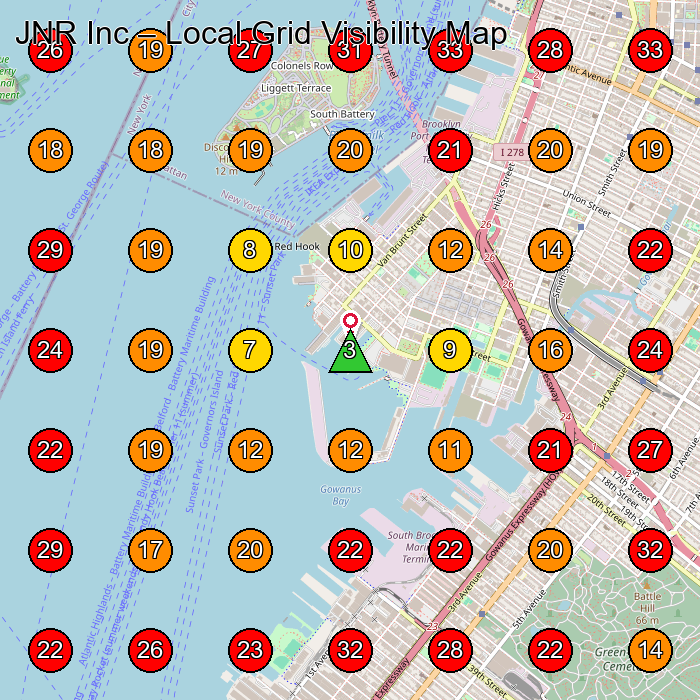 JNR Inc GeoGrid visibility map for General Contractor in Brooklyn